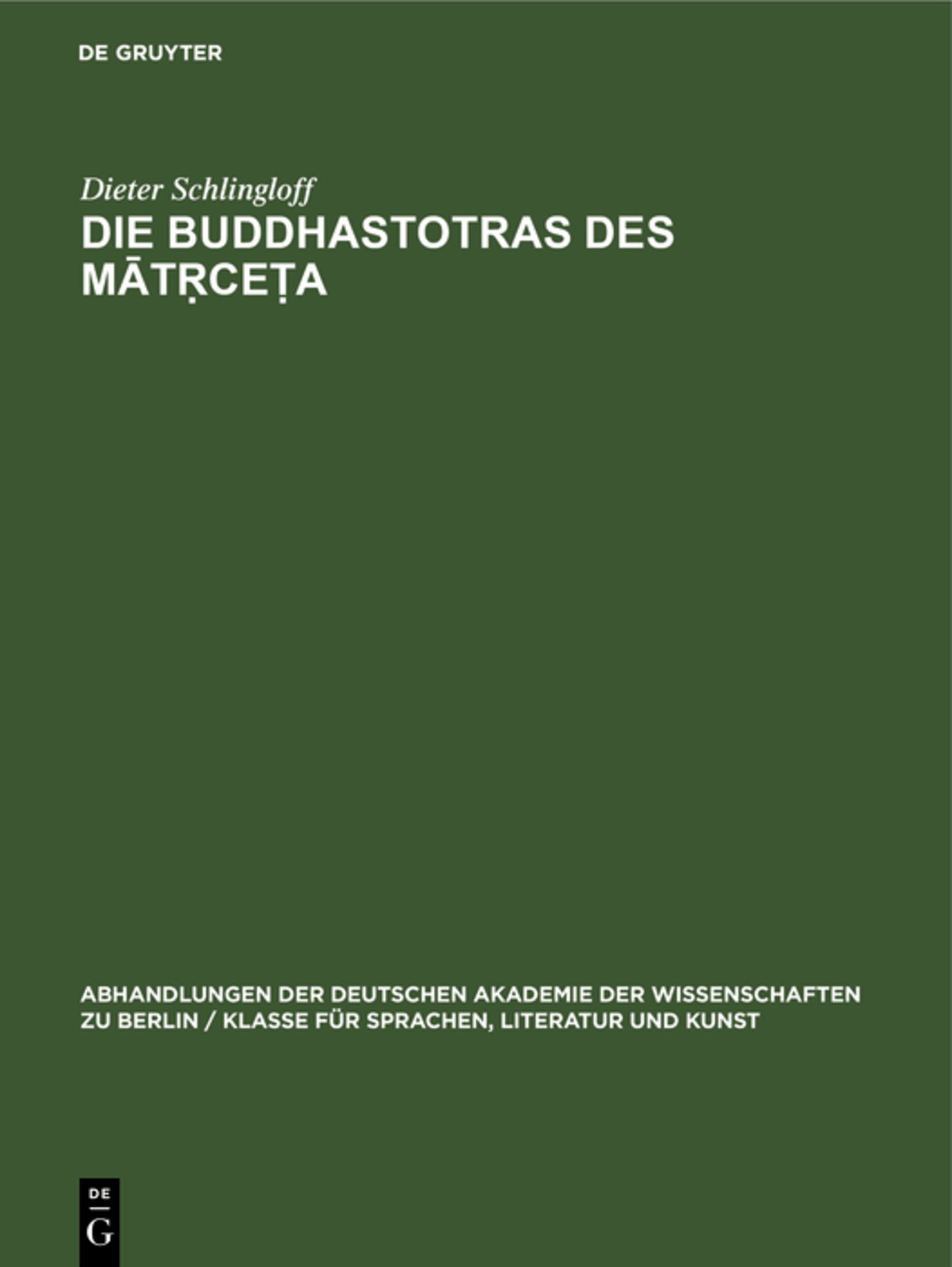 Die Buddhastotras des Mātṛceṭa